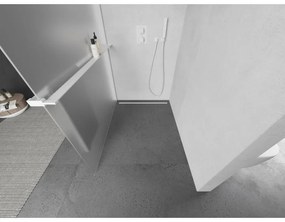 Mexen Kioto+, sprchová zástena Walk-In s poličkou a vešiakom 110 x 200 cm, 8mm sklo námraza, biely profil, 800-110-121-20-30