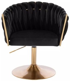 LuxuryForm DESIGN Kreslo NORDEN VELUR na zlatom tanieri - čierne