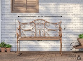 Rustikálna kovová lavička Tar - Hnedá antik