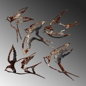 Nástěnná kovová dekorace Birds-2 vícebarevná