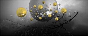 Obraz zlatých abstraktných gulí (120x50 cm)