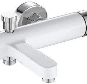 Rea Polo, vaňová batéria s bodovou ručnou sprchovou sadou, biela-chrómová, REA-B9943