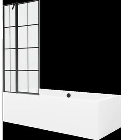 Mexen Cube obdĺžniková vaňa 180 x 80 cm s obkladom a 1-krídlovou sprchovou zástenou 80 cm, Čierny vzor - 550518080X9408117077