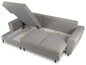 Svetlosivá rozkladacia/s úložným priestorom rohová pohovka z textílie buklé (ľavý roh/s leňoškou) Kyoto – Cosmopolitan Design