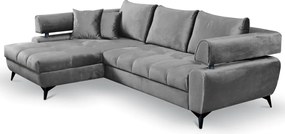Rohová sedacia súprava Paris, stredne šedá látka, ľavý roh