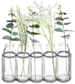 Sada 5 dekoračných váz v kovovom stojane PETALORA