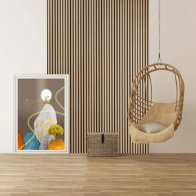 Drevený akustický panel, 2400 x 600 mm, čierny podklad, breza