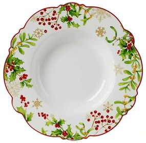 Bielo červený vianočný tanier hlboký 22cm