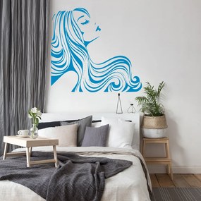 Veselá Stena Samolepka Žena z profilu Farba: modrá, Veľkosť: 60 x 56 cm