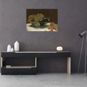 Sklenený obraz - Henri Fantin-Latour, Still Life with Grapes and a Carnation, reprodukcia (70x50 cm)