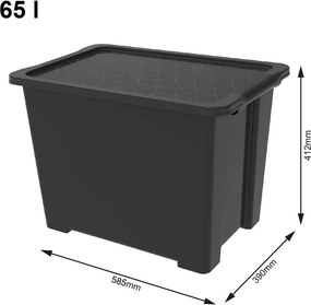 Lesklo čierny plastový úložný box s vekom Evo Easy - Rotho