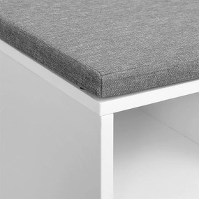 Lavica na topánky so zásuvkou a otvorenými priehradkami, botník, 104 x 30 x 48 cm, biela