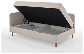 Béžová čalúnená jednolôžková posteľ s úložným priestorom 90x200 cm Cabana - Meise Möbel