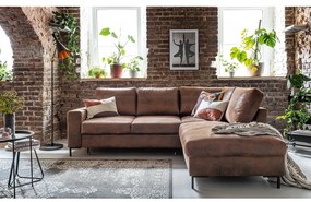 Hnedá rozkladacia rohová pohovka z imitácie kože (pravý roh) Lofty Lilly – Miuform