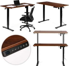 Elektrický nastaviteľný stôl 120 x 60 cm, nastaviteľná výška 72-117 cm, biely