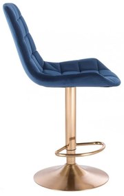 LuxuryForm DESIGN Barová stolička PARIS VELUR na zlatom tanieri - modrá