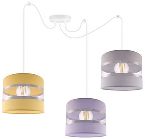 Závesné svietidlo Elegance Spider, 3x textilné tienidlo (mix 8 farieb), w