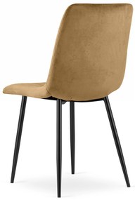Hnedá zamatová stolička LAVA s čiernymi nohami
