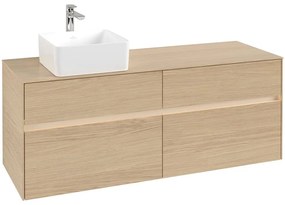 VILLEROY &amp; BOCH Collaro závesná skrinka pod umývadlo na dosku (umývadlo vľavo), 4 zásuvky, s LED osvetlením, 1400 x 500 x 548 mm, Nordic Oak, C046B0VJ