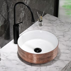 BPS-koupelny Keramické umývadlo na dosku HYD-LA-P-GL-360 36x36 cm, biele/ružové zlato