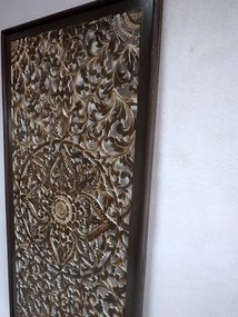 Dekorácia na stenu PANEL FLOWER - Mandala hnedá, 160x80 cm, drevo, ručná práca