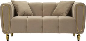 Dvojmiestna pohovka Alma 155 cm taupe/zlatá