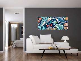 Obraz – Kreslené vodné zvieratká (120x50 cm)