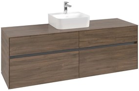 VILLEROY &amp; BOCH Collaro závesná skrinka pod umývadlo na dosku (umývadlo v strede), 4 zásuvky, 1600 x 500 x 548 mm, Arizona Oak, C10400VH