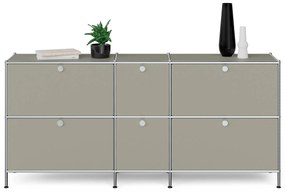 Veľká kovová odkladacia skrinka »CN3« so 6 výklopnými priehradkami, svetlosivá