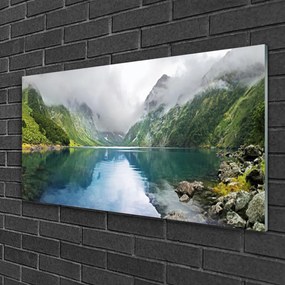Skleneny obraz Hora jazero príroda 100x50 cm