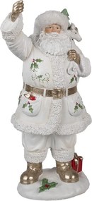 Biela dekorácia figúrka Santa Claus s vrecom darčekov - 21*23*43 cm