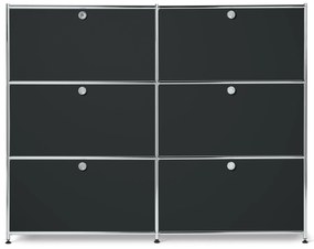 Veľká kovová komoda »CN3« so 6 výklopnými priehradkami, čierna