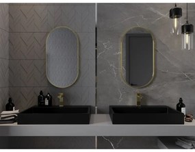 Mexen Loft, oválne kúpeľňové zrkadlo 75 x 40 cm, farba rámu zlatá lesklá, 9851-075-040-000-50