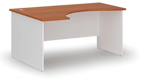 Ergonomický kancelársky pracovný stôl PRIMO WHITE, 1600 x 1200 mm, ľavý, biela/čerešňa