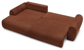 Menčestrová rozkladacia rohová pohovka v tehlovej farbe (ľavý roh) Lucien – Bobochic Paris