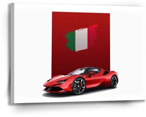Sablio Obraz Ferrari Talianska vlajka na červenom bloku - 90x60 cm