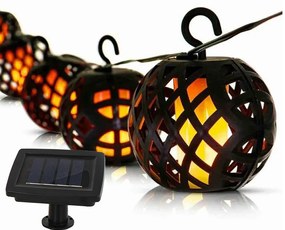 Garden King Solárna svetelná LED reťaz, 6 lucerien, teplá biela SL-1013