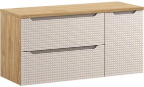 Závěsná skříňka Luxor Beige Trust s deskou a umyvadlem 120 cm černá/dub olejovaný