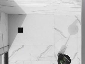 Mexen Stone+, obdĺžniková vanička z minerálneho kompozitu 100 x 70 cm, biela, čierna krytka, 44107010-B