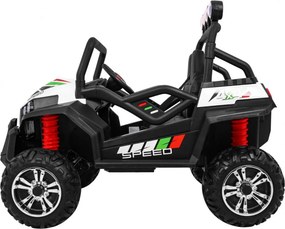 Ramiz Terénna bugina Strong pre deti biela + pohon 4x4 + diaľkové ovládanie + nosič batožiny + rádio MP3 + LED