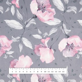 Biante Zamatový štvorcový obrus Tamara TMR-013 Ružové kvety na sivom 80x80 cm