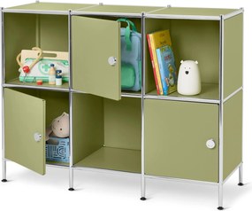 Kovový príborník »CN3 Kids« s 3 dvierkami, pistáciový