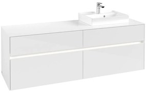 VILLEROY &amp; BOCH Collaro závesná skrinka pod umývadlo na dosku (umývadlo vpravo), 4 zásuvky, s LED osvetlením, 1600 x 500 x 548 mm, Glossy White, C079B0DH