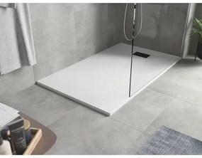 Mexen Hugo, obdĺžniková sprchová vanička SMC 140 x 80 cm, biela, čierna krytka, 42108014-B