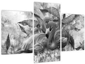 Obraz - Plameniaky graffiti (90x60 cm)