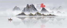Obraz - Hory v hmle (120x50 cm)