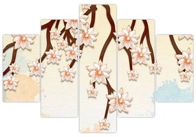 Obraz - Kvety na vetvách, farebné (150x105 cm)