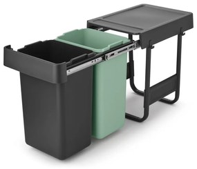 Vstavaný plastový odpadkový kôš na triedený odpad v mentolovo-tmavosivej farbe 30 l Sort&amp;Go – Brabantia