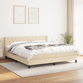 Posteľný rám boxspring s matracom krémový 160x200 cm látka 3129966