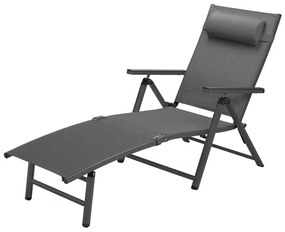 Livarno home Hliníkové ležadlo Houston s opierkami rúk, sivé  (100386242)